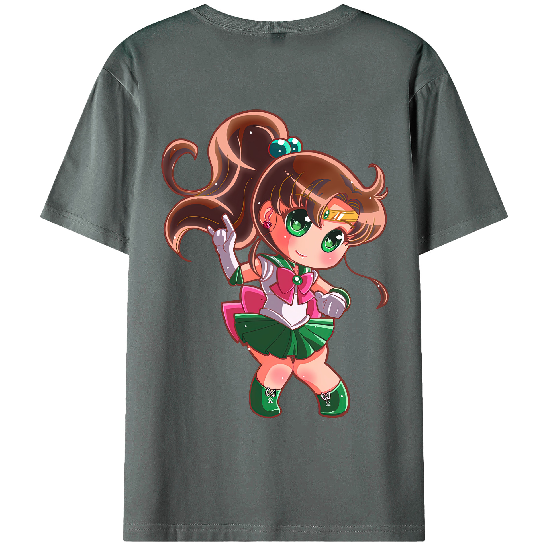 （画像用） 美少女戦士セーラームーン 木野 まこと きの まこと Sailor Moon Kino Makoto （セーラージュピター；Sailor Jupiter） 綿100％ メンズ半袖Tシャツ（バックプリント） 通気性